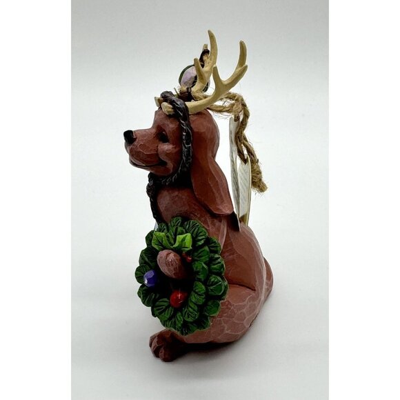 Jim Shore Christmas Dog With Reindeer Antlers  4047802 New w Original Box - Picture 3 of 7
